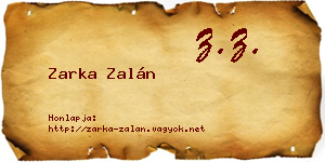 Zarka Zalán névjegykártya